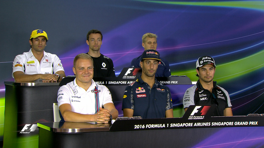 The drivers face the press in Singapore 2016
