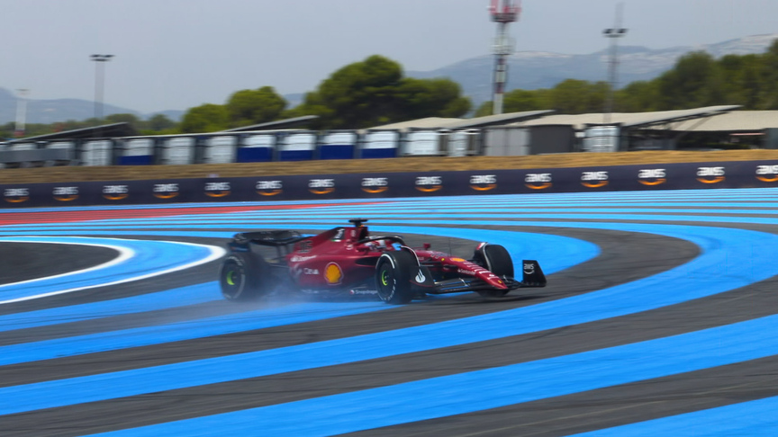 2022 French GP FP3: Leclerc flat spots front left tyre with spin in final practice
