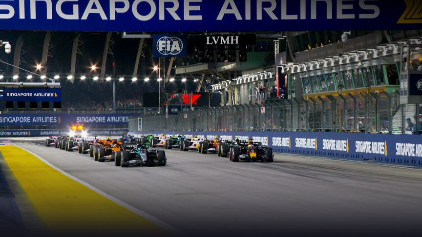 2025 Singapore Grand Prix: Russell leads as Norris jumps up to P3 on the race start