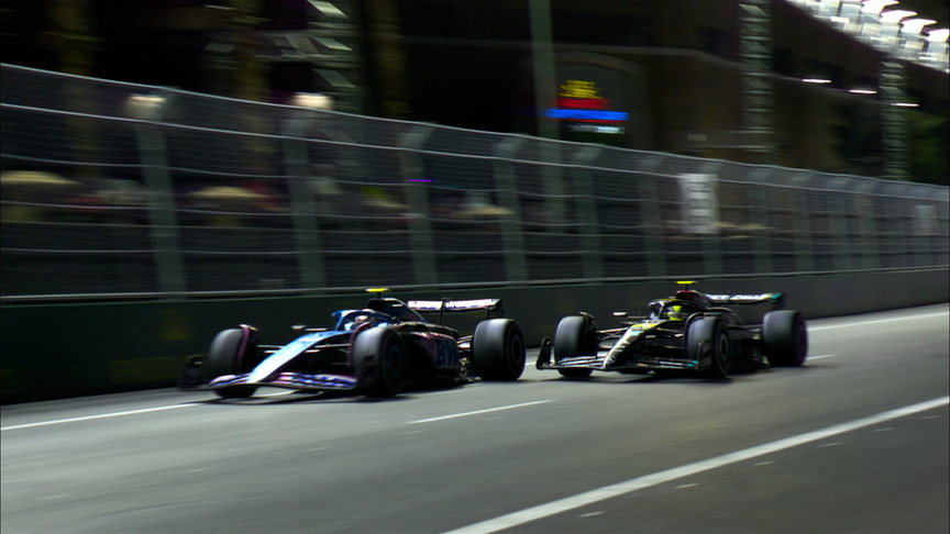 Lewis Hamilton's daring overtake on Pierre Gasly in Las Vegas