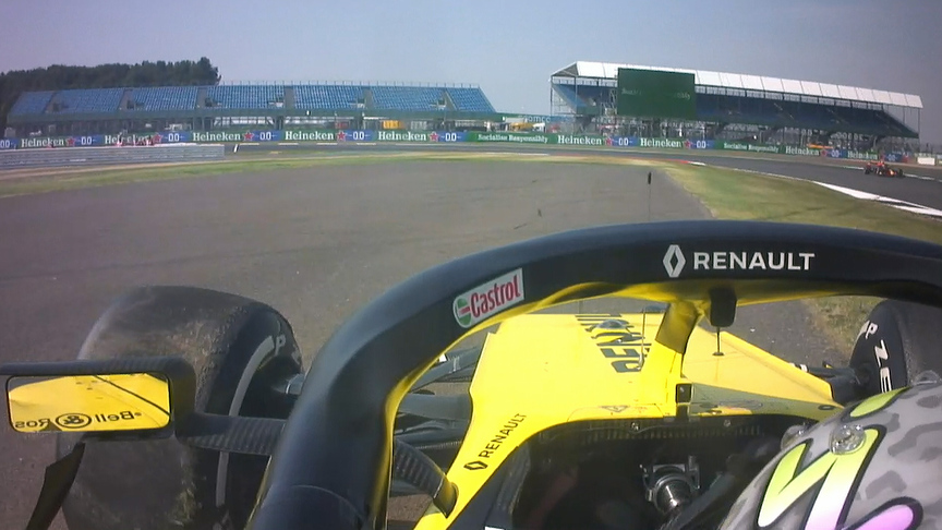 70th Anniversary Grand Prix: Ricciardo spins under pressure from Sainz 