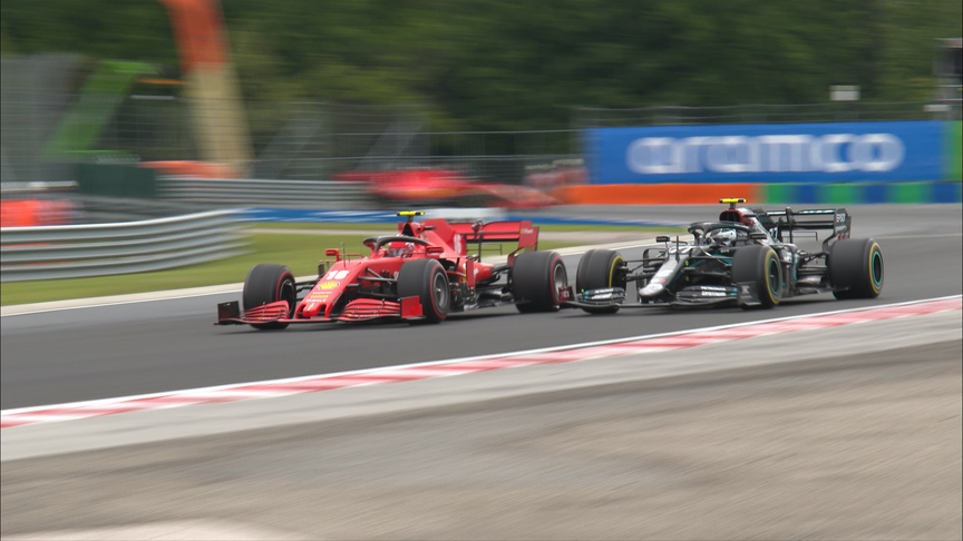 Hungarian GP: Bottas runs wide as he battles Leclerc