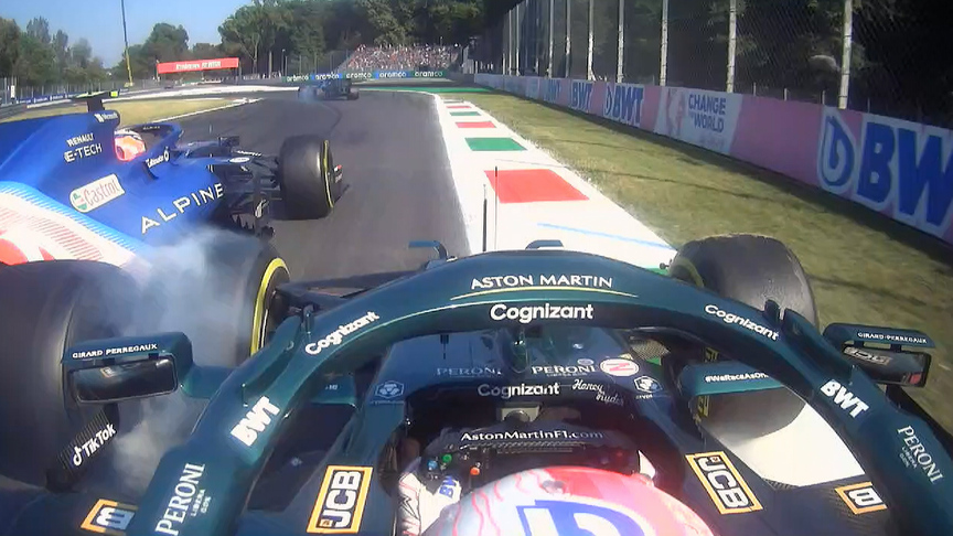 2021 Italian Grand Prix: Sebastian Vettel makes contact with Esteban Ocon