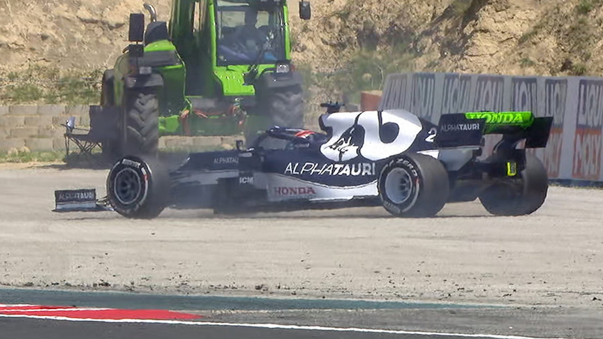 2021 Hungarian GP FP1: Tsunoda spins after snap at Turn 9