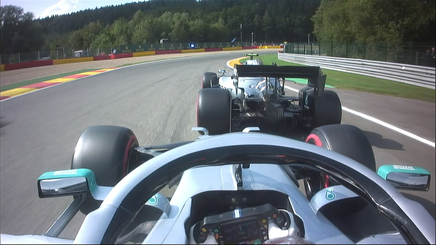 Qualifying: Hamilton almost runs into the rear of team mate Bottas