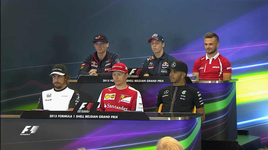 The drivers face the press in Belgium