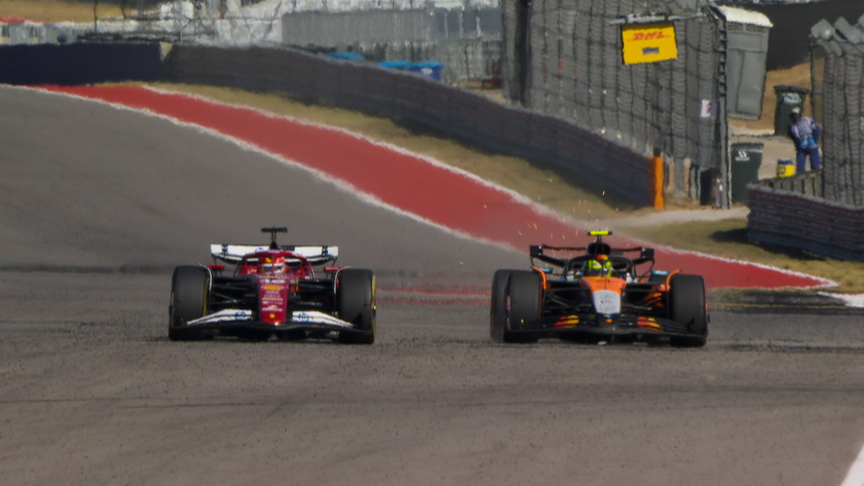 2025 United States Grand Prix: Norris pulls off second pass of the day on Leclerc for P2
