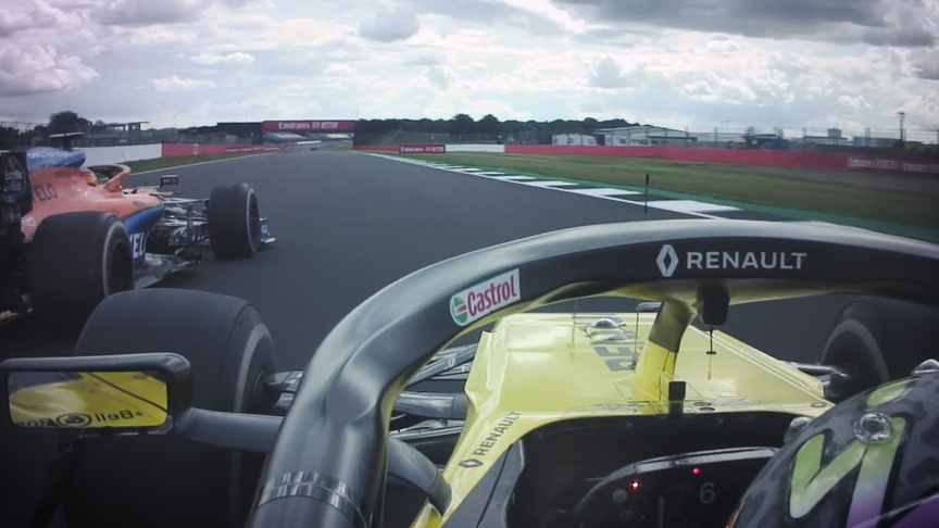 Great Britain 2020: Ricciardo narrowly avoids a sparking Sainz