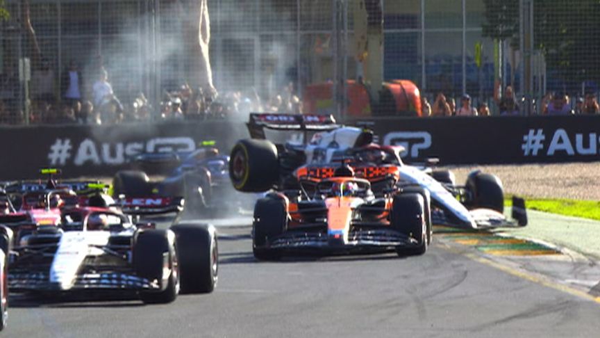 2023 Australian Grand Prix: Hamilton leads away from Verstappen as De Vries and Ocon tangle on the race restart