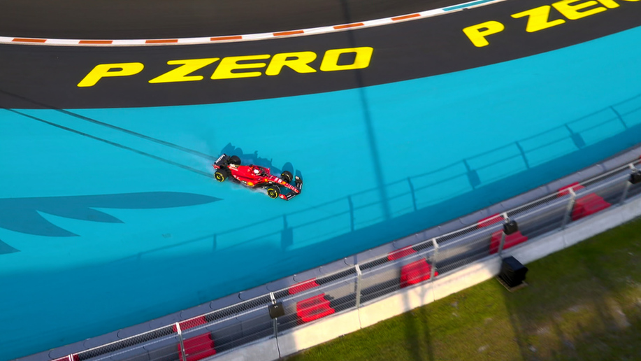 2023 Miami GP FP2: Leclerc buries his Ferrari in the barriers to bring out the red flags
