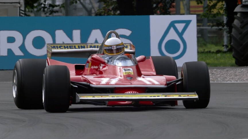 Jody Scheckter drives 1979 title-winning Ferrari at Monza