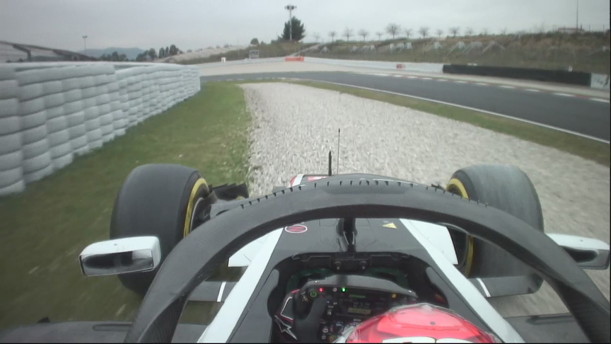 Ride onboard as Kevin Magnussen runs off track